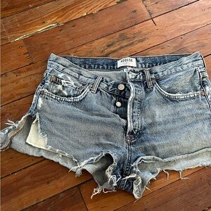 Agolde Ripped Jean Shorts - Gray
